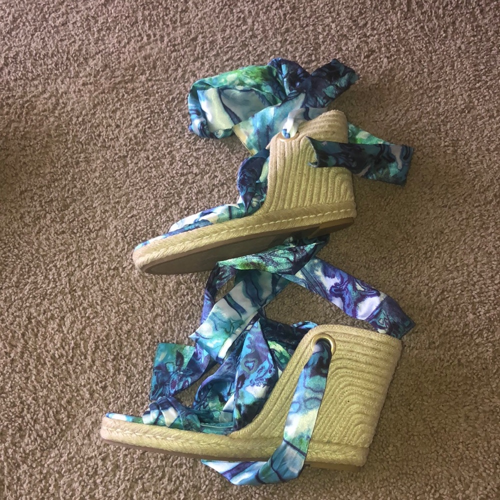Lace wedge sandals